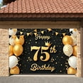 thumbnail image 1 of Golden Theme 75th Birthday Banner Black Background Display Crown Design Metallic Balloons Royal Birthday Backdrop for 75th Birthday Party Senior Anniversary Royal Celebration, 1 of 6