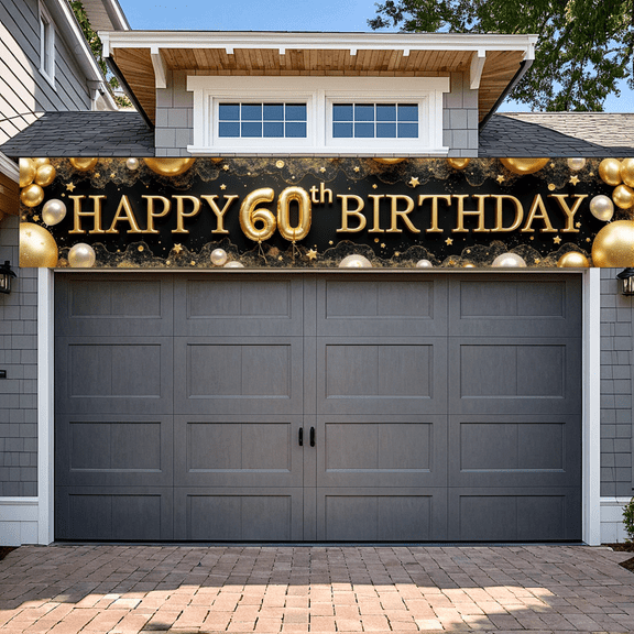 Golden Theme Banner Decorative Balloons 60th Celebration Design for Birthday Party Indoor Decoration Event Celebration