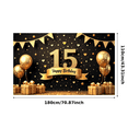 thumbnail image 1 of Golden Theme Happy 15th Birthday Banner Decorative Creative Sparkling Gold for Birthday Party Kids Celebration Indoor Decoration, 1 of 7