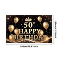 thumbnail image 1 of Golden Theme Happy Birthday Banner Crown Design 50th Celebration Balloon Decorations for Birthday Party Milestone Celebration Indoor Decoration, 1 of 8
