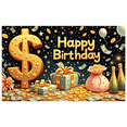 thumbnail image 1 of Golden Theme Happy Birthday Banner Decorative Design Party Backdrop for Birthday Celebration Indoor Party Event, 1 of 7