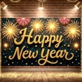 thumbnail image 1 of Golden Theme Happy New Year Banner Firework Design New Year Party Banner Sparkling Star Pattern Holiday Celebration Banner for New Year Party Holiday Celebration Indoor Decoration, 1 of 9