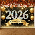 thumbnail image 1 of Golden Theme Happy New Year Banner Sparkling Crystal 2026 New Year Display Glittering Stars Gold Balloons New Year Backdrop for New Year Party 2026 Celebration Indoor Decoration, 1 of 9