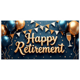 thumbnail image 1 of Golden Theme Happy Retirement Banner Decorative Design Champagne Glasses Retirement Party Balloon Decoration for Retirement Party Indoor Decoration Event Celebration, 1 of 7