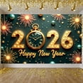thumbnail image 1 of Golden Theme New Year 2026 Banner Vintage Clock Happy New Year Display Fireworks Design Starry Pattern 2026 Celebration Backdrop for New Year Party 2026 Celebration Indoor Decoration, 1 of 9