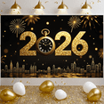 thumbnail image 1 of Golden Theme New Year Banner Elegant Design Countdown Clock Balloon Decoration for Party Celebration Event, 1 of 9
