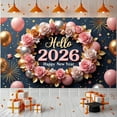 thumbnail image 1 of Golden Theme New Year Banner Pink Rose 2026 Banner Firework Design Star Decoration Happy New Year Banner for New Year Party 2026 Celebration Holiday Gathering, 1 of 9
