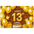 thumbnail image 1 of Golden Themed 13th Birthday Backdrop Banner Party Decors with Balloons Gifts Cake Photography Props Happy Birthday Party Supplies, 1 of 7