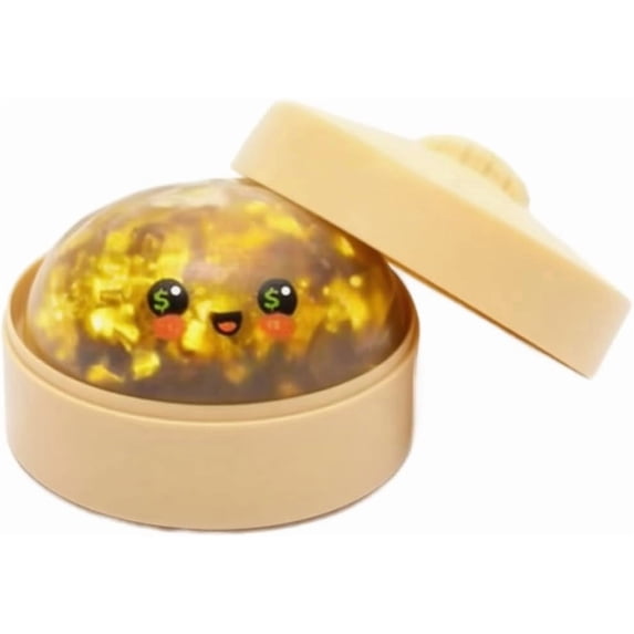 Golden Ticket Edition Dumpling Squishy, Glitter Dumpling Squishy with Box, Colorful Dumplings Squeeze Balls Stress Relief Sensory for Holiday & Birthday Gifts