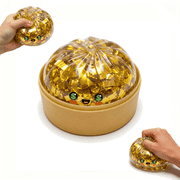 Golden Ticket Edition Dumpling Squishy, Glitter Dumpling with Steamed Box, Soft Squeeze Decompression Dough for Adults