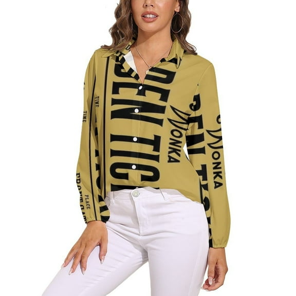 Golden Ticket Long Sleeve Blouse Woman Streetwear Casual Shirts Summer Oversize Woman Streetwear Clothing Birthday Present