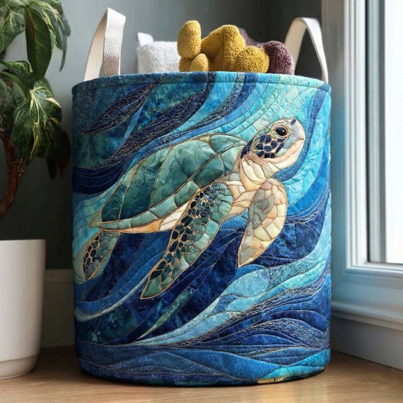 Golden Tide Journey Quilted Laundry Basket