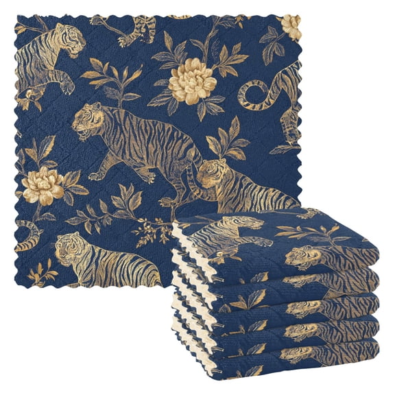 Golden Tiger Kitchen Cloth Dish Towels for Drying Washing Absorbent Dish Rags Reusable soft kitchen dishcloth set 6 Pack