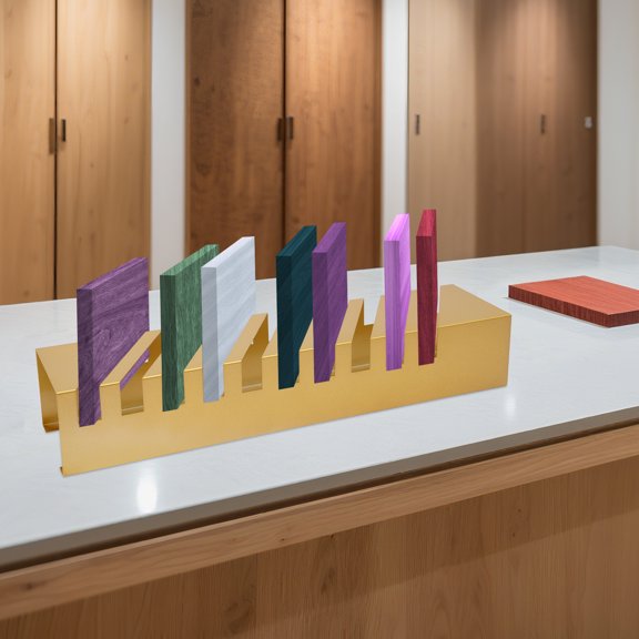 Golden Tile Board Display Rack, 10 Slot Sample Holder, 45° Slant Iron Stand, for Trade Show, Showroom, Retail Store, Countertop, Marble, Floor Sample