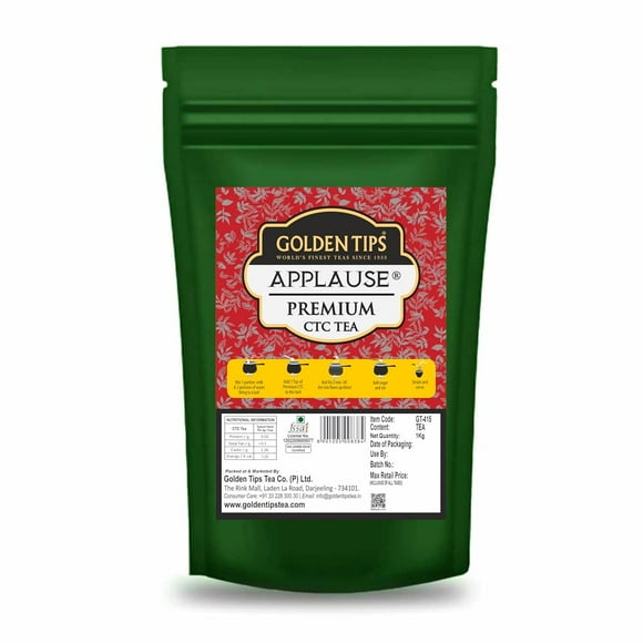Golden Tips Applause Premium Assam CTC Tea - 1 Kg, 35.2 Ounce | Strong & Aromatic Chai Patti - 100% Natural Loose Tea Leaves | Artificial Flavor Free, Rich In Antioxidants