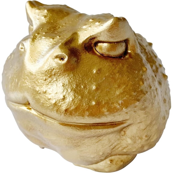 Golden Toad Statue, Animal Figurine Home Decor, Toad Sculpture for Home Office Desktop Bookshelf