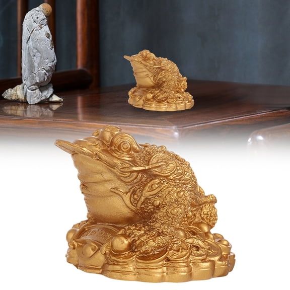 Golden Toad Statue, Toad Decor Figurines, Plastic Toad Sculpture, 2.16x1.57Inch Chinese Handmade Figurines Ornament, 1Pcs Home Office Tabletop Decorations Souvenir