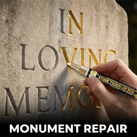 Golden Tombstone Marker Pen for Restoring Faded Grave Inscriptions–Waterproof, Fade-Resistant Ink, Precision Tip for Granite & Marble, Cemetery Maintenance, Memorial Services, and Family Grave Care