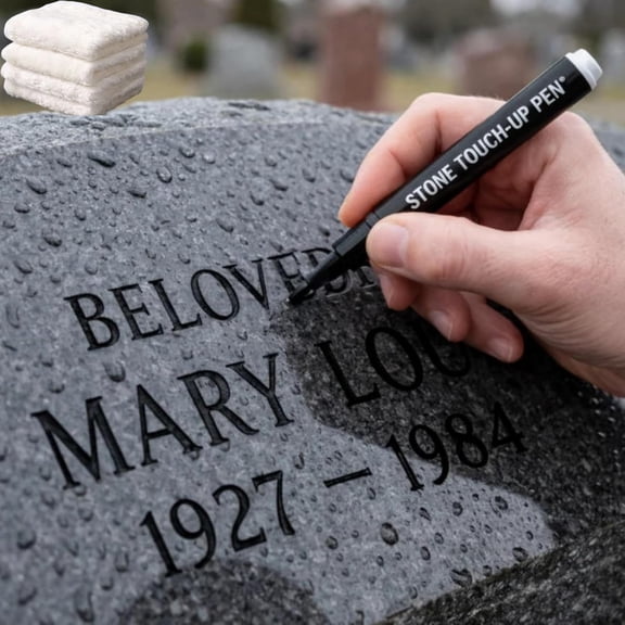 Golden Tombstone Marker Pen for Restoring Faded Grave Inscriptions, Waterproof Oil-Based Paint Pen, Strong Coverage for Gravestone Lettering & Granite Memorials