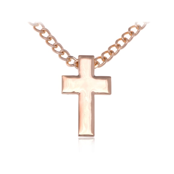 Golden Tone High Sheen Enamel Chain link Style Two Inch Adjustable Cross Necklace