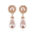 thumbnail image 1 of Golden Tone Rose Faux Pearl Antique Princess Teardrop Dangle Earrings, 1 of 4