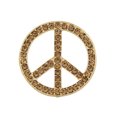 thumbnail image 1 of Golden Tone Sparkly Crystal Rhinestones Hippie Peace Symbol Sign Brooch Lapel Pins Pendant, Gold, 1 of 6