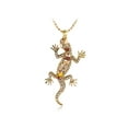 thumbnail image 1 of Golden Tone Topaz Crystal Rhinestone Lizard Salamander Reptile Pendant Necklace, 1 of 4