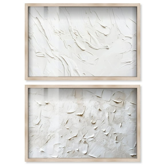 Golden Tranquility Abstract Duo Set Shadowbox Minimalist Wall Art by Art Remedy, Blonde Frame, 15 x 10