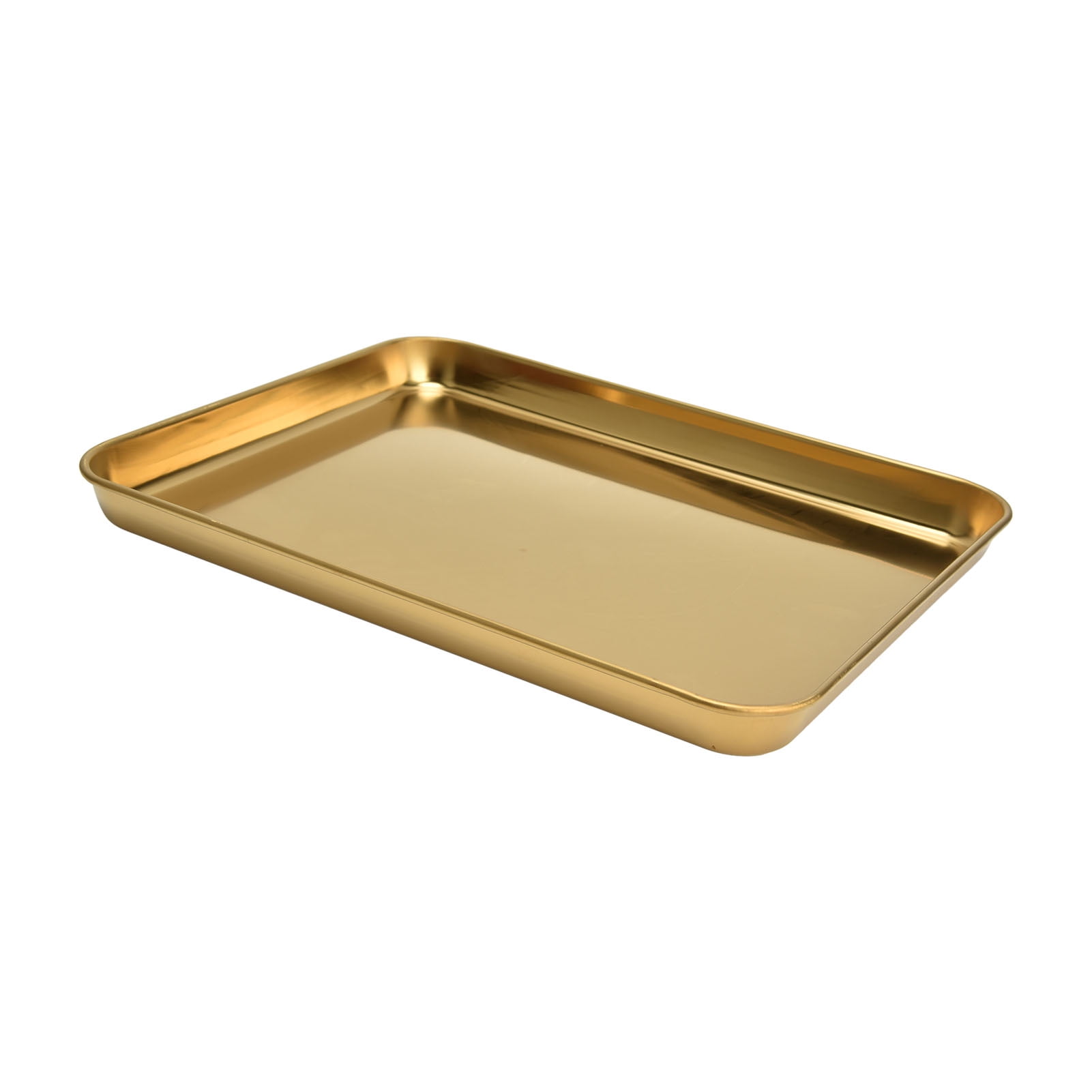 Golden Tray，Stainless Steel Rectangular Tray Flat Bottom Plate