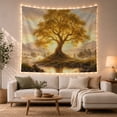 thumbnail image 1 of Golden Tree of Life Beside a Misty River Valley, Dreamy Fantasy for Home Decor Lovers, Nature Inspired Artwork, Housewarming Gift Tapestry Wall Hanging for Living Room and Bedroom, 1 of 7