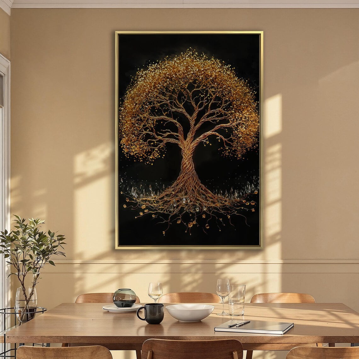 Golden Tree Of Life Wall Art Abstract Tree Poster Gold And Black Luxury ...