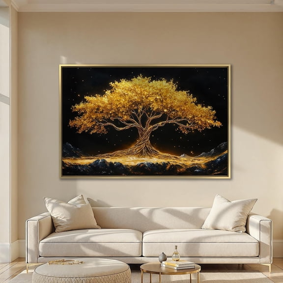 Golden Tree of Life Wall Art Mystical Tree Print Luxurious Wall Decor Abstract Nature Poster Ready to Hang Gift Idea, Size 12x18 UNFFRAMED F03.1.8l2905