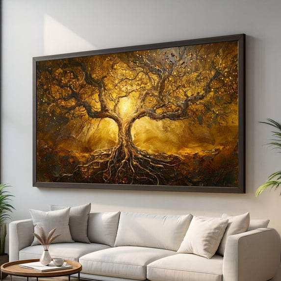 Golden Tree Of Life Spiritual Abstract Nature Illuminated Branches ...