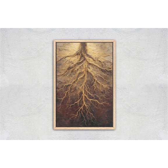 Golden Tree Roots In Deep Earth Wall Art Unframed Paper Print