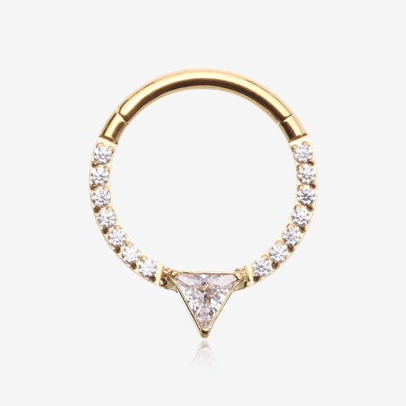 Golden Trilliant Sparkle Multi-Gem Steel Seamless Clicker Hoop Ring