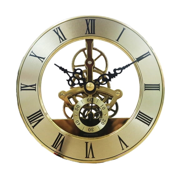 Golden Trim Metal Clock Face 126mm Gear Skeleton Quiet Quartzs Clock Head Insert Movement for Stylish Interior Decors
