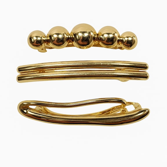 Golden Trio Hair Barette Set (3pcs)