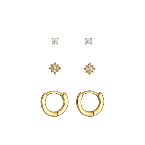 Golden Trio Starburst Stud Earring Pack