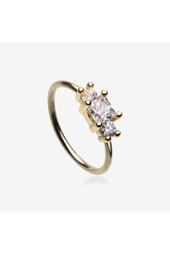 Golden Triple Tiered Sparkle Multi-Gem Bendable Hoop Ring