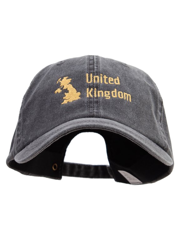 Golden United Kingdom Embroidered Big Size Washed Pigment Dyed Cap - Black XL-3XL