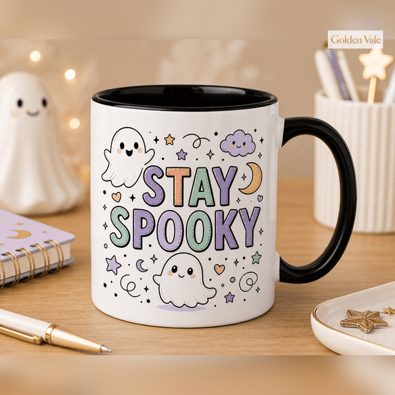 Golden Vale Cute Ghost Mug Stay Spooky Halloween