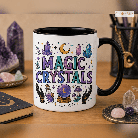 Golden Vale Mystical Mug Magic Crystals Celestial Art