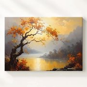 Golden Valley Tree Panoramic Sunset Landscape Wall Art Some Moments Decor Art Home Decor Office Wall Art