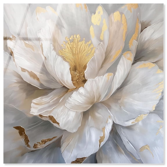 Golden Veins of Grace Acrylic Elegant Nature Art by Art Remedy, Ready to Hang, 12 x 12