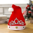 thumbnail image 1 of Golden Velvet Crown Christmas Hat, Festive Holiday Crown Hat, Red Velvet Santa Hat for Adults and Kids, Adjustable Non Woven Fabric Christmas Party Decoration, 1 of 7
