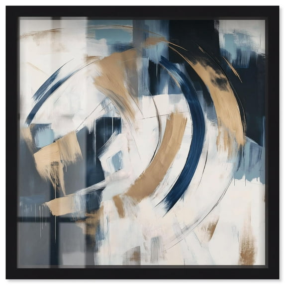 Golden Vortex I Shadowbox Print Modern Wall Decor by Art Remedy, Black Frame, 24 x 24