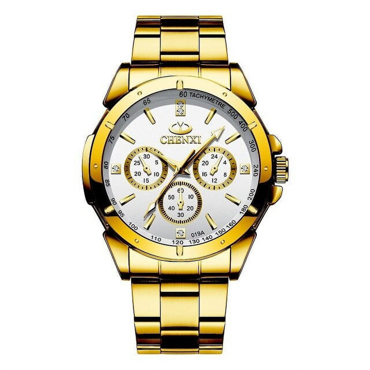Golden Watch Men CHENXI Mens Watches Luxury Steel Band Quartz