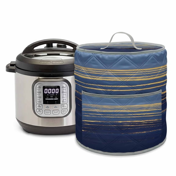 Golden Water Ripple Pressure Cooker Cover Dark Blue Ocean Abstract Sunrise Sunset Dust Cover for Kitchen Appliances with Top Handle & Storage Pockets, Fits 6 Quart Instant Pot, Air Fryer, Crock Pot