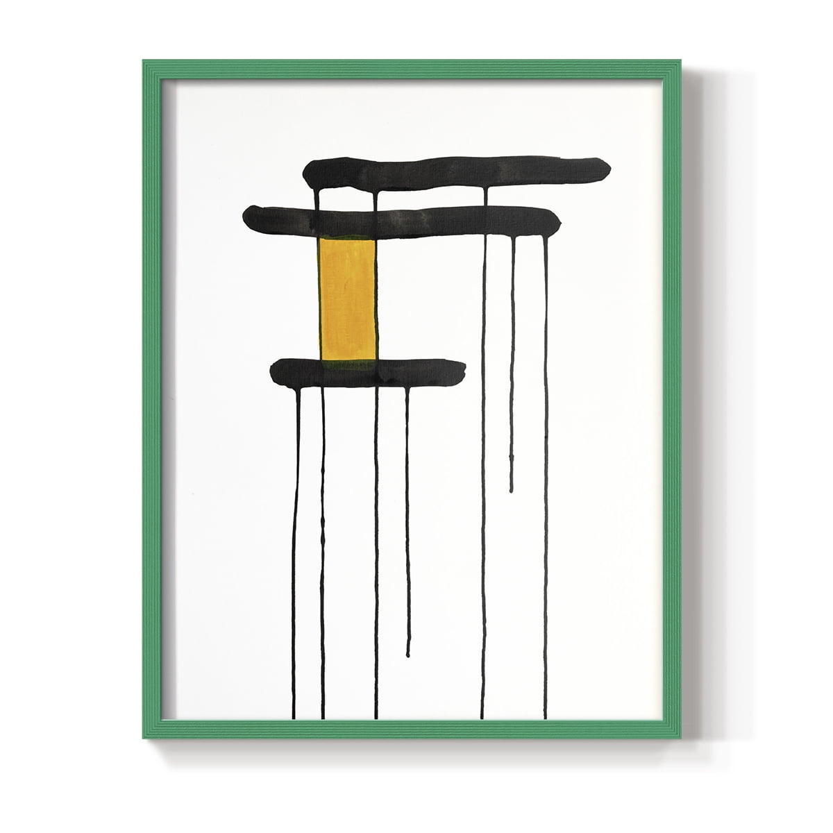 Golden Waterfall I in Green Solid Wood 11 x 14 Framed Print