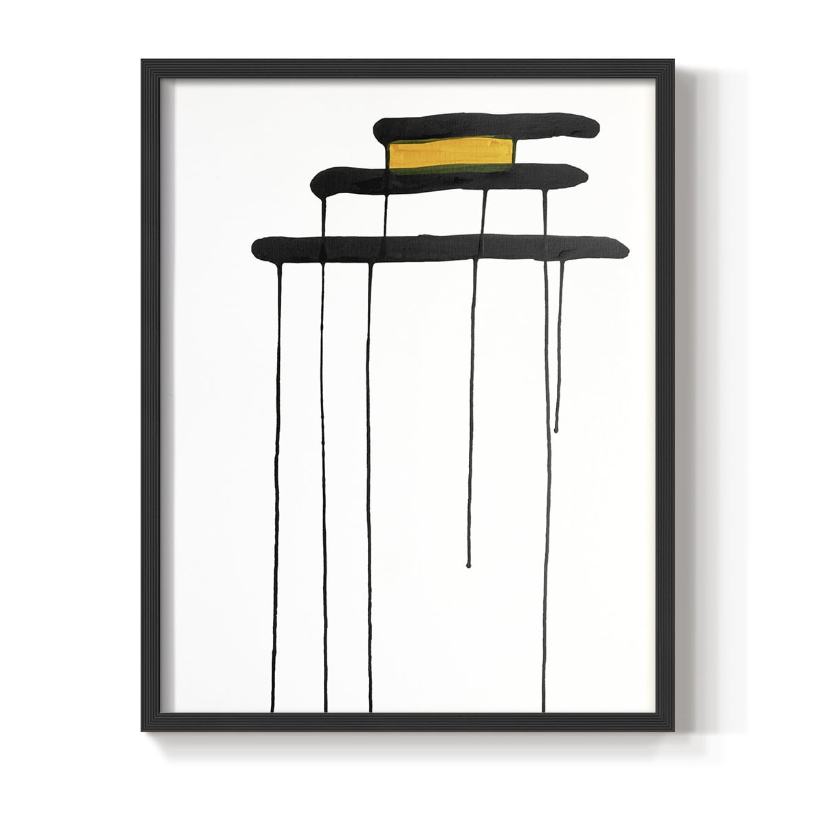 Golden Waterfall II in Black Solid Wood 22 x 28 Framed Print